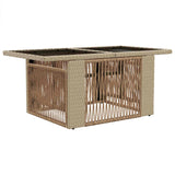 Garden Table Beige 100 x 55 x 37 cm PE Rattan and Glass 42035138
