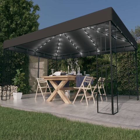 ZNTS Gazebo with LED String Lights 3x4 m Anthracite 3070323