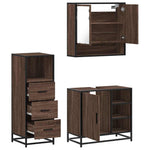 ZNTS 3 Piece Bathroom Furniture Set Brown Oak Engineered Wood 3301059