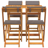 Bistro Set with Cushion 5 pcs Oil Natural Solid Acacia Wood 4105505