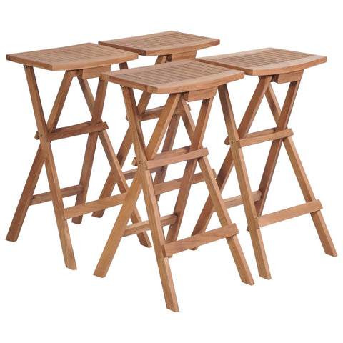Folding Bar Stools 4 pcs Solid Teak Wood 44728