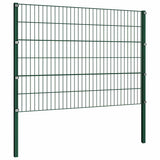 Fence Panel with Posts Iron 694.5x120 cm Green 278664