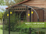 Galvanised Steel Fruit Cage, Plant Protection Tent with Zipped Door, 1.2 x 2.4 x 1.9m, Black T3398P311621