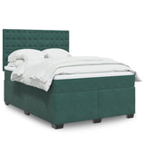 Box Spring Bed with Mattress Dark Green 140x190 cm Velvet 3290921