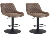 Set of Two Faux Leather Retro Bar Stools - Brown T3398P343509