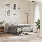 Metal Bed Frame without Mattress with Footboard White 120x200cm 377182
