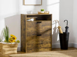 Shoe Cabinet with 2 Flip Doors, Slim 2-Drawer Shoe Cupboard with Adjustable Divider and Open T3398P342300