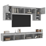 6 Piece TV Wall Units with LED Concrete Grey Engineered Wood 3216707