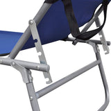 41196 Folding Sun Lounger with Canopy Steel and Fabric Blue