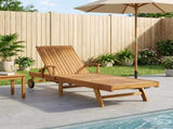 Sun Lounger Folding 1-person Brown Solid Teak Wood 42032668