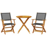 Bistro Set Black Solid acacia wood Compact Foldable Bistro Set 3281850