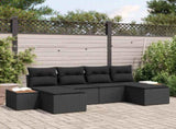 Garden Sofa Set with Cushion 6 pcs Black Poly Rattan 3356808