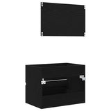 Bathroom Furniture Set with Drawer Wall-mounted 2 pcs Black Oak 875434