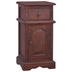 ZNTS Bedside Cabinet Classical Brown Solid Mahogany Wood 288831