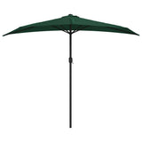 Garden Parasol with Aluminium Pole Green 270x144 cm Half 44588