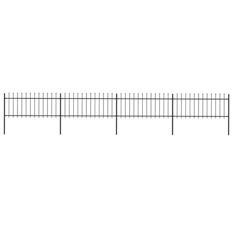 ZNTS Garden Fence with Spear Top Steel 6.8x0.8 m Black 277605