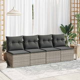 2 Piece Garden Sofa Set with Cushions Grey Poly Rattan Acacia 3325236