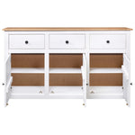 ZNTS Sideboard White 135x40x80 cm Solid Pinewood Panama Range 282705