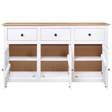 Sideboard White 135x40x80 cm Solid Pinewood Panama Range 282705