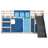 Bunk Bed without Mattress with Slide and Curtains Blue 90x190 cm Single 3284126