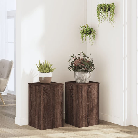 ZNTS Plant Stands 2 pcs Brown Oak 30x30x50 cm Engineered wood 852921