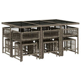 11 Piece Garden Dining Set with Cushions Grey Poly Rattan 3211508