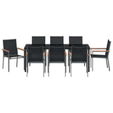 Garden Dining Set 9 pcs Black Powder-coated Steel 3379092
