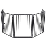 275411 Fireplace Fence for Pets Black Steel
