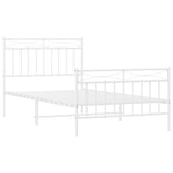 Metal Bed Frame without Mattress with Footboard White 100x190cm 373752