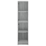 Highboard with Glass Doors Grey Sonoma 35x37x142 cm 836439