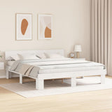 Bed Frame with Headboard White 200 x 200 cm Solid Pine Wood 3382290