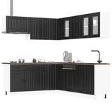 ZNTS 11 Piece Kitchen Cabinet Set Lucca Black Engineered Wood 3314922