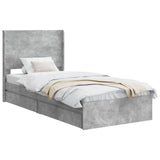 Bed Frame with Storage and Headboard Concrete Grey 75 x 190 cm 3414070