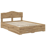Bed Frame with Drawer Artisan Oak 140 x 190 cm Engineered Wood 3413201