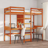 Loft Bed Frame without Mattress Wax Brown 75x190cm Solid Wood Pine 3308552