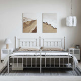 Bed Frame White Powder-Coated Steel 193 x 203 cm Industrial 353610