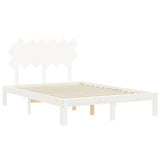 Bed Frame without Mattress White Double Solid Wood Pine 3193702