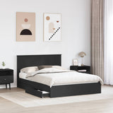 Storage Bed with Headboard Black 140 x 190 cm Engineered Wood 3410799