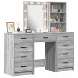 Dressing Table with Mirror Lights 3 pcs Grey Engineered wood 3334223