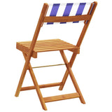Folding Garden Chairs 6 pcs Blue and White Fabric and Solid Wood 3214626
