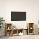 TV Cabinet Set Wall-mounted 3 pcs Brown Engineered Wood 3393254