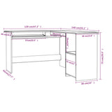 ZNTS L-Shaped Corner Desk White 120x140x75 cm Engineered Wood 800747