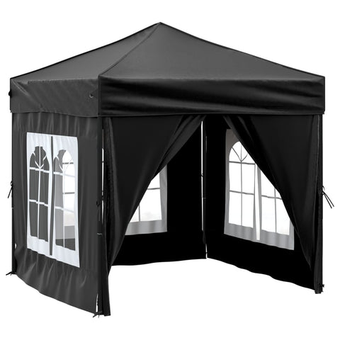 ZNTS Folding Party Tent with Sidewalls Black 2x2 m 93504