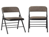 2pcs Black Patterned Padded Folding Chairs, Conference Event Chairs with Soft Seat , 20404323