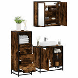 3 Piece Bathroom Furniture Set Smoked Oak Engineered Wood 3301027