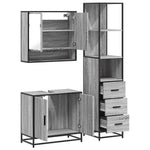 ZNTS 3 Piece Bathroom Furniture Set Grey Sonoma Engineered Wood 3301158