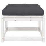 Garden Footstool with Cushions White Solid Wood Pine 844700