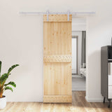 Sliding Door Natural and White 70 x 210 cm Solid Pine Wood 3444933