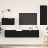 Wall TV Cabinet Wall-mounted 4 pcs Black Oak Engineered Wood 3393466
