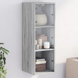 Wall Cabinet with Glass Doors Grey Sonoma 35x37x100 cm 836488